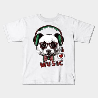 Funny Gift Panda Love Music Kids T-Shirt